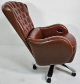 Genuine Brown Leather High Back Executive Office Chair with Chesterfield Design - 6002HL