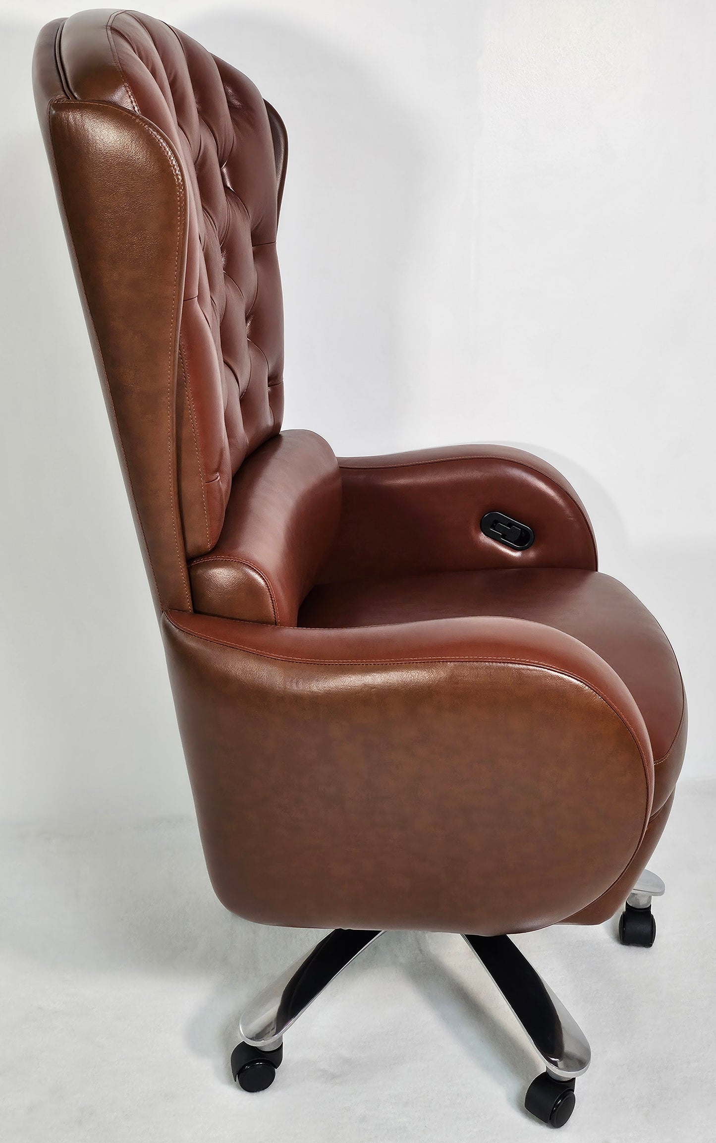 Genuine Brown Leather High Back Executive Office Chair with Chesterfield Design -  6002HL