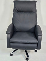Full Reclining High Back Executive Office Chair in Black Leather - H004