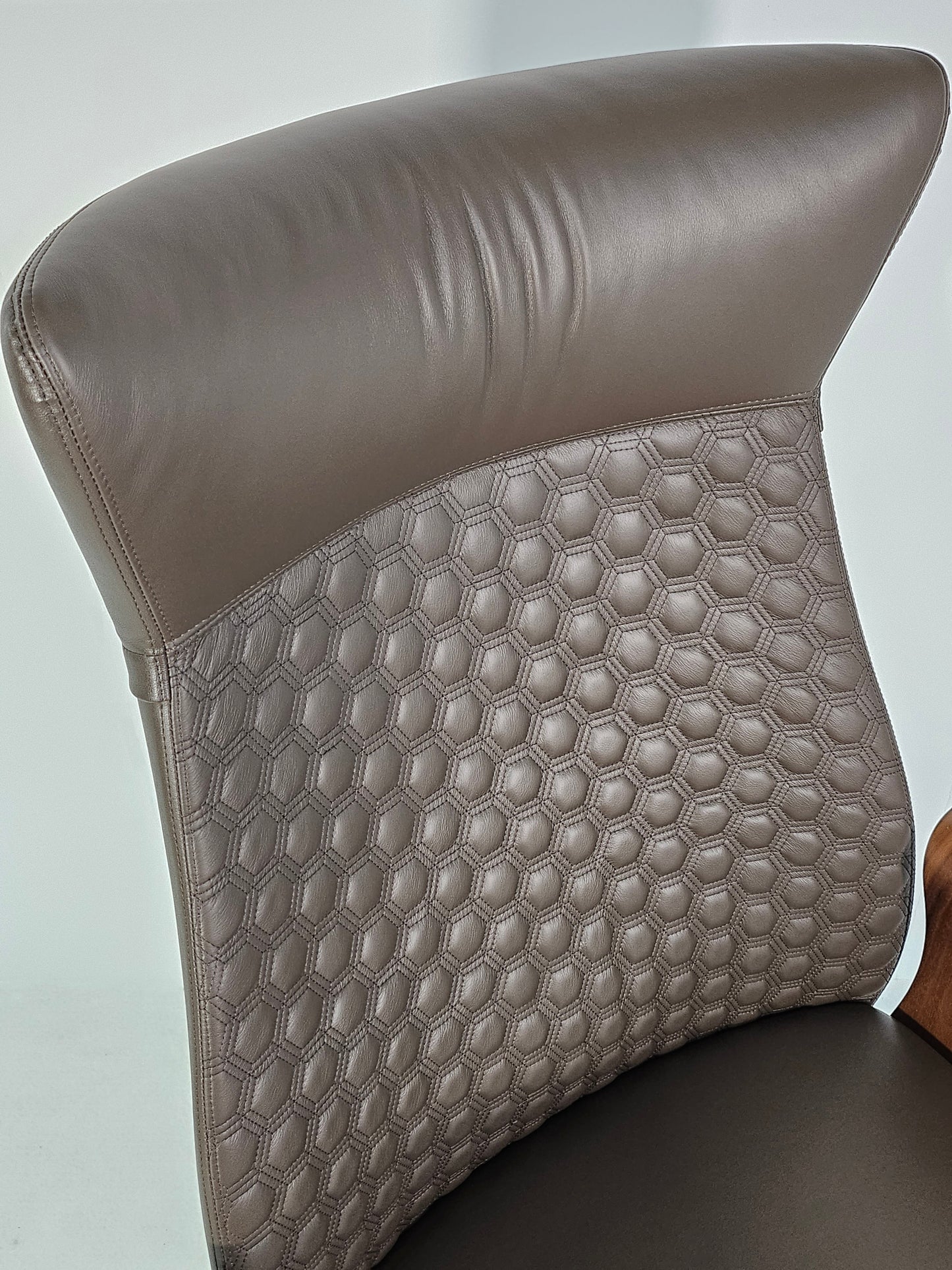 Modern Genuine Brown Leather High Back Office Chair with Hexagonal Design -  6084HL
