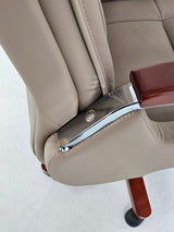 Grey Beige Executive Office Chair in Genuine Leather - HM003B