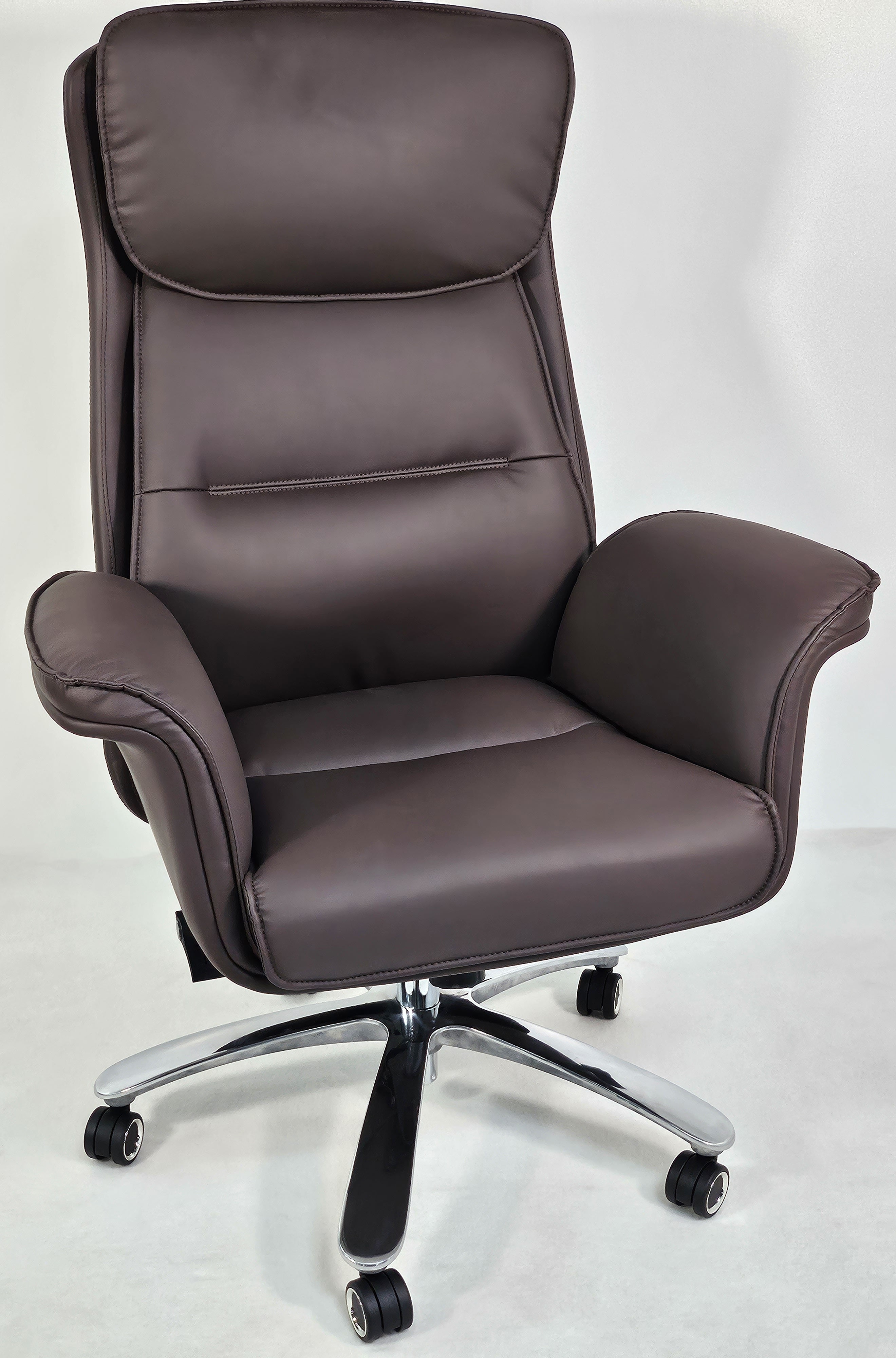 Modern High Back Brown Leather Executive Office Chair With Winged Arms   20231102 142612 