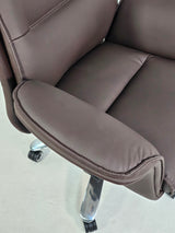 Modern High Back Brown Leather Executive Office Chair with Winged Arms - 1808A