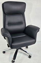 Modern High Back Black Leather Executive Office Chair with Winged Arms - 1808A