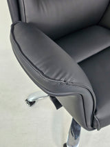 Modern High Back Black Leather Executive Office Chair with Winged Arms - 1808A