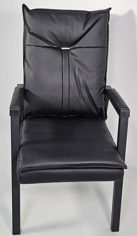 Black Leather Visitor Chair with Steel Frame - 012