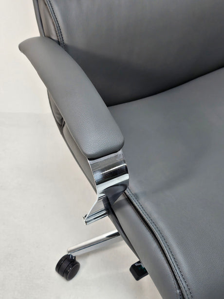 Modern Grey Leather High Back Executive Office Chair - HB-286A