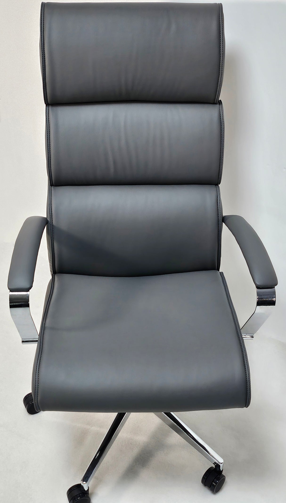 Modern Grey Leather High Back Executive Office Chair - HB-286A