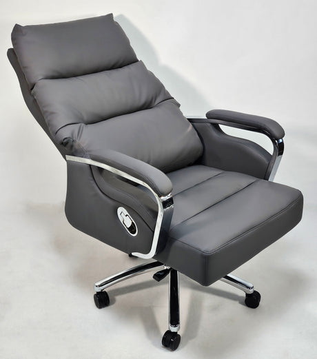 Modern Reclining Grey Leather High Back Executive Office Chair - HB-263A