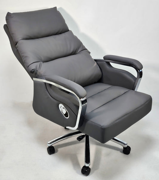 Modern Reclining Grey Leather High Back Executive Office Chair - HB-263A