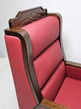Extra Large Genuine Leather Executive Office Chair with Walnut Veneered Arms - Burgundy - CR-BC001