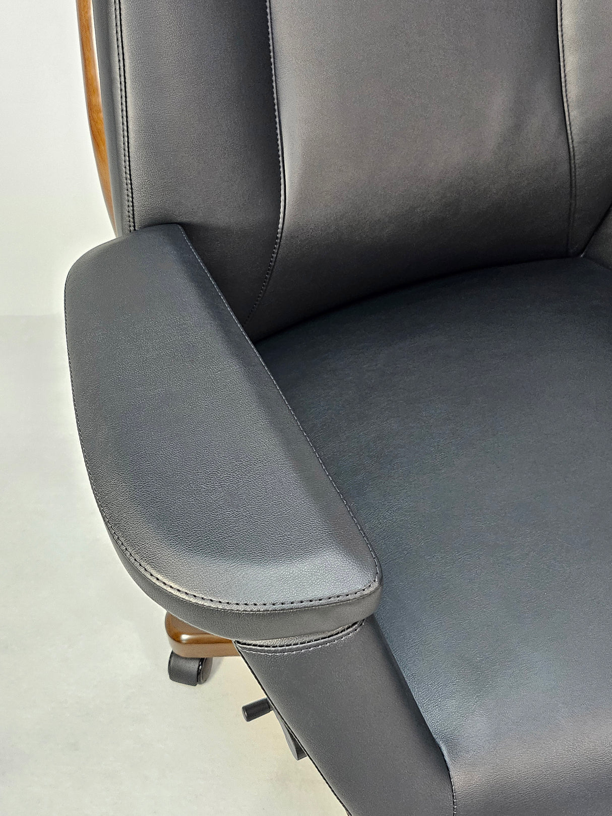 Black Leather Executive Office Chair with Wood Detailing - RM-6087A