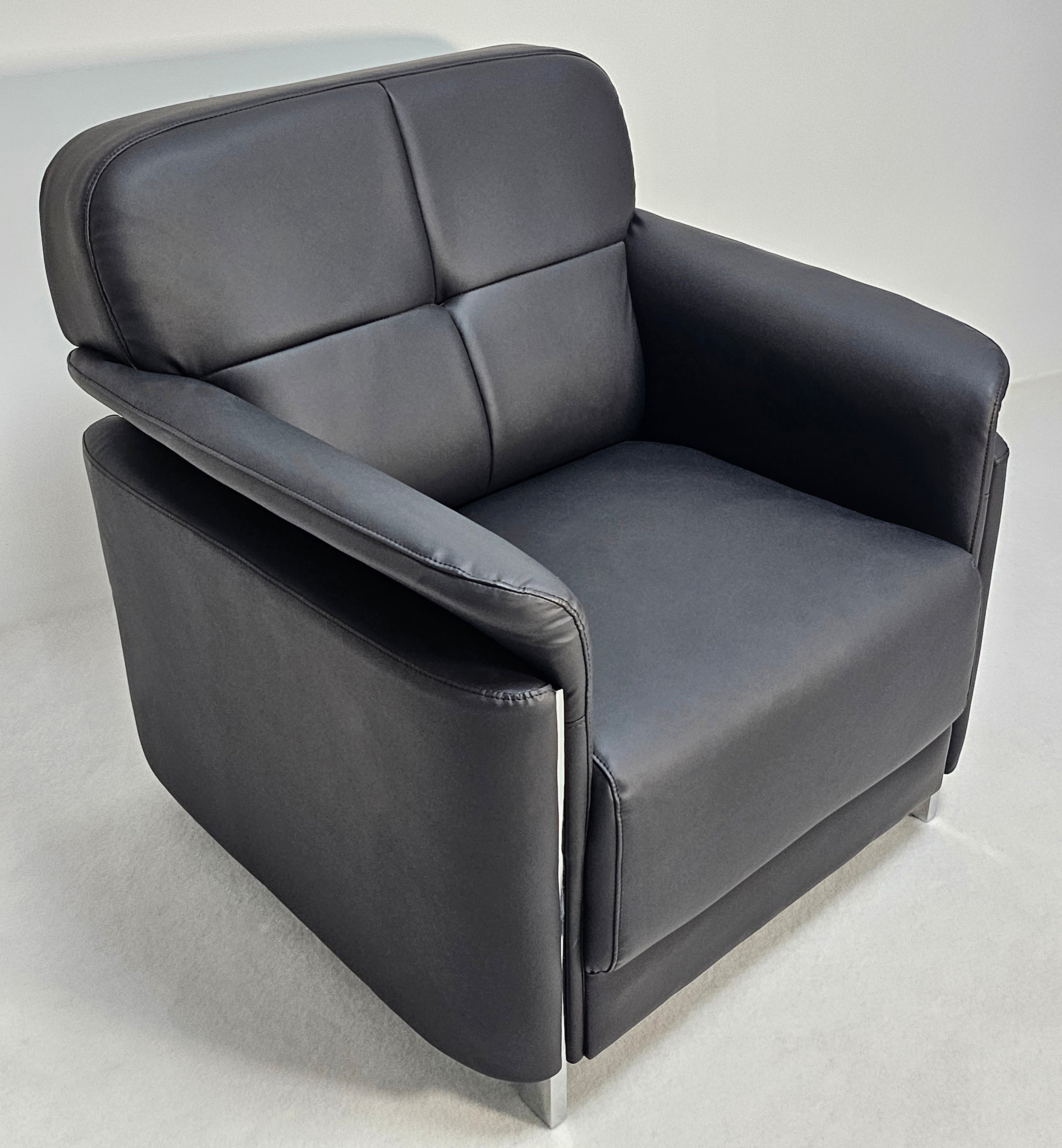 Contemporary Chesterfield Design Black Leather Sofa Set - Single, Twin and Triple Seat Available - HB-810 Huddersfield