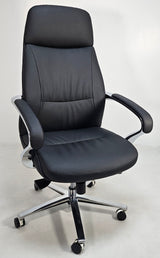 Black Leather Executive Office Chair with Chrome Trim - YS2302A