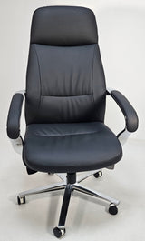 Black Leather Executive Office Chair with Chrome Trim - YS2302A