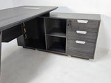 Modern Grey Oak Veneer Corner Executive Office Desk with Built in Storage - 1400mm - DG19-C-D14
