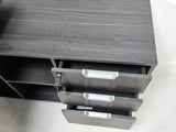 Modern Grey Oak Veneer Corner Executive Office Desk with Built in Storage - 1400mm - DG19-C-D14