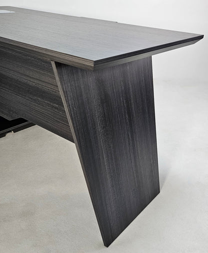 Modern Grey Oak Veneer Corner Executive Office Desk with Built in Storage - 1600mm - DG19-C-D16