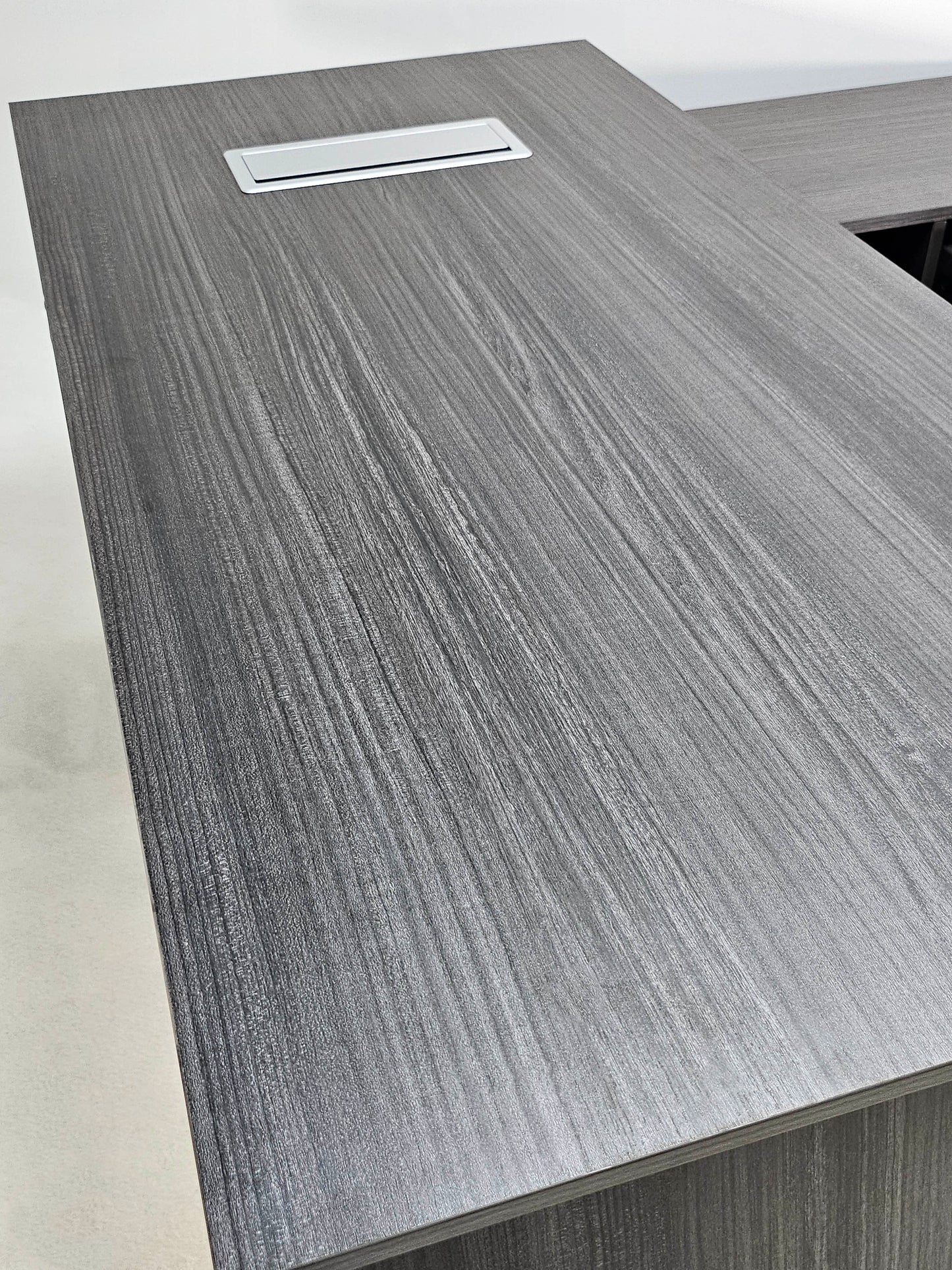 Modern Grey Oak Veneer Corner Executive Office Desk with Built in Storage - 1600mm - DG19-C-D16