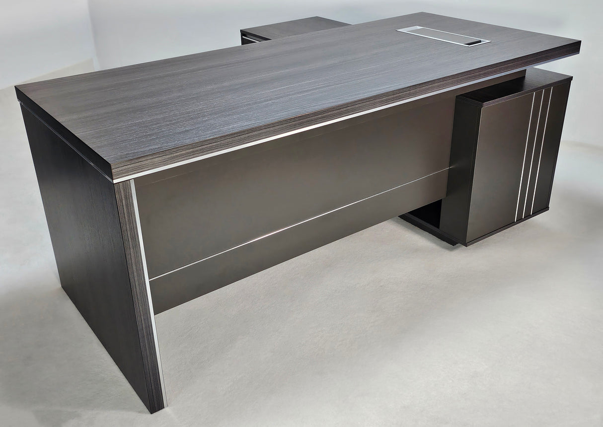 Stylish Grey Oak Veneer Corner Executive Office Desk - 2000mm - DG07-D20-26