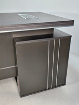 Stylish Grey Oak Veneer Corner Executive Office Desk - 2000mm - DG07-D20-26