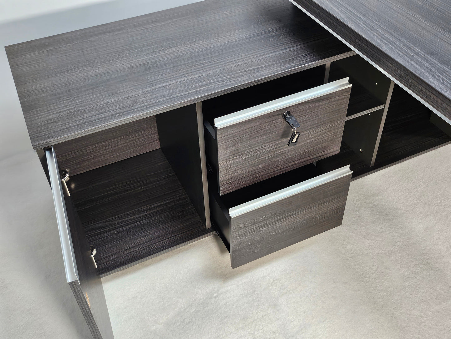 Stylish Grey Oak Corner Executive Office Desk - 1600mm, 1800mm, 2000mm - DG07-26