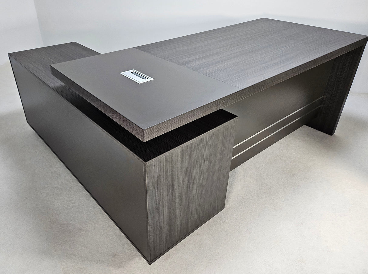 Contemporary Grey Oak Corner Executive Office Desk with Storage - 1800mm - WS-X1918