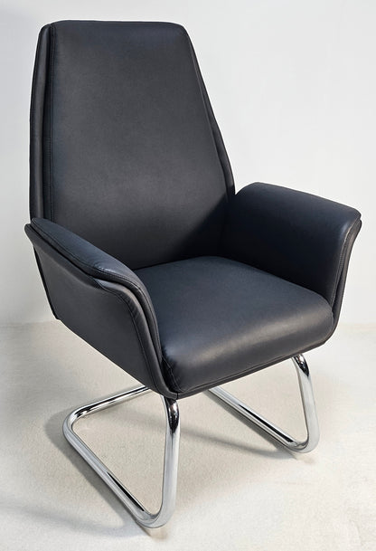 Modern Black Leather Heavy Duty Executive Visitor Chair with Winged Arms - DL-237C