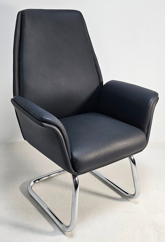 Modern Black Leather Heavy Duty Executive Visitor Chair with Winged Arms - DL-237C