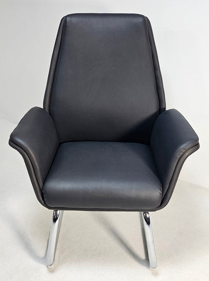 Modern Black Leather Heavy Duty Executive Visitor Chair with Winged Arms - DL-237C