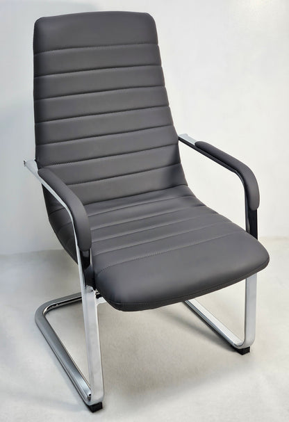 Stylish Grey Leather Cantilever Visitor Chair - HB-291C
