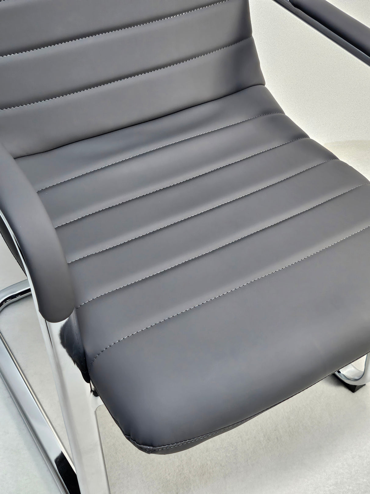 Stylish Grey Leather Cantilever Visitor Chair - HB-291C