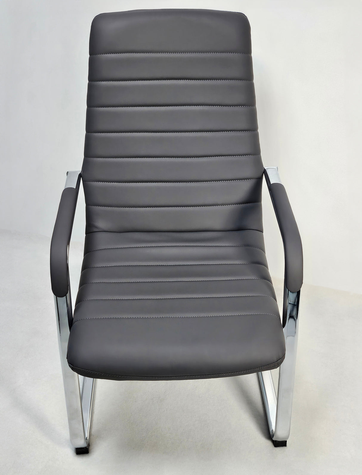Stylish Grey Leather Cantilever Visitor Chair - HB-291C