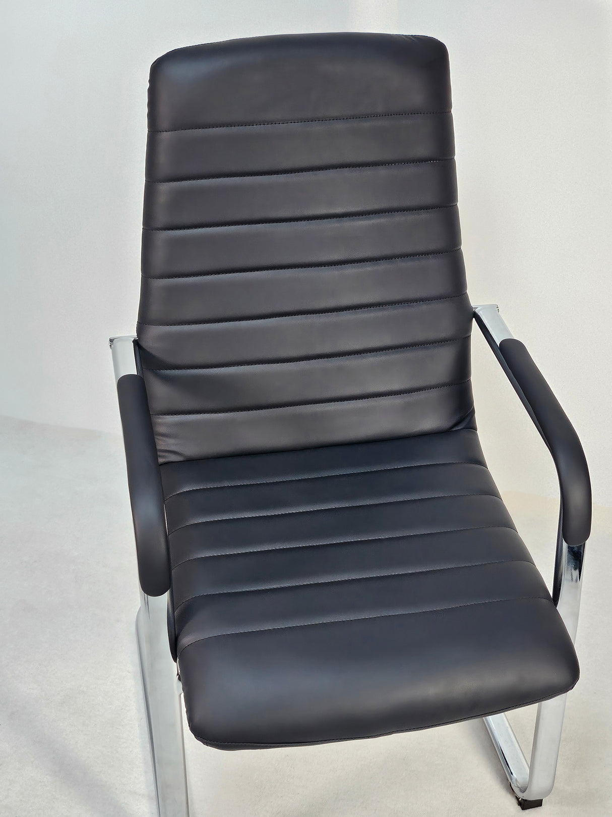 Stylish Black Leather Cantilever Visitor Chair - HB-291C