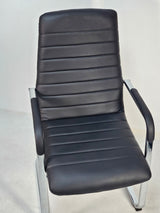 Stylish Black Leather Cantilever Visitor Chair - HB-291C