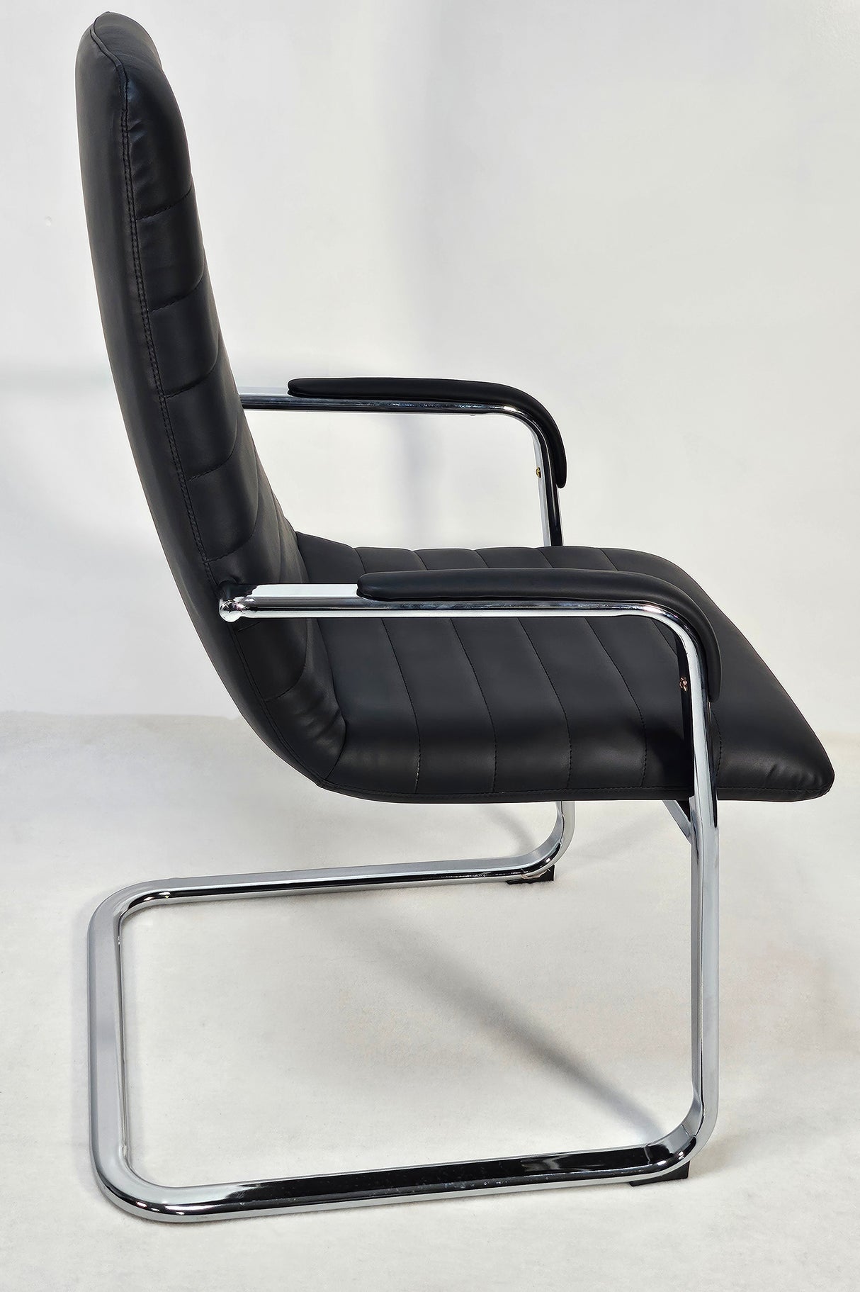 Stylish Black Leather Cantilever Visitor Chair - HB-291C