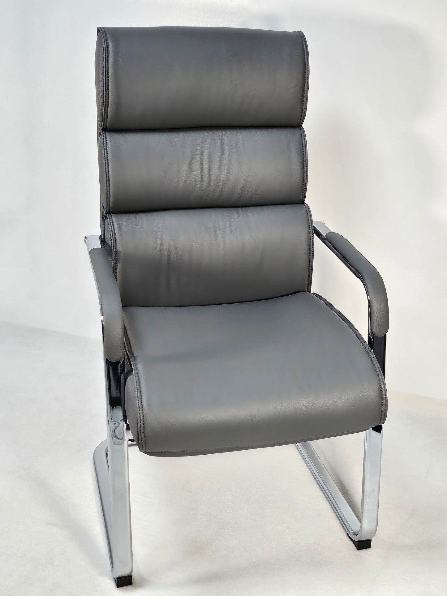 Modern High Back Grey Leather Visitor Chair - HB-286C