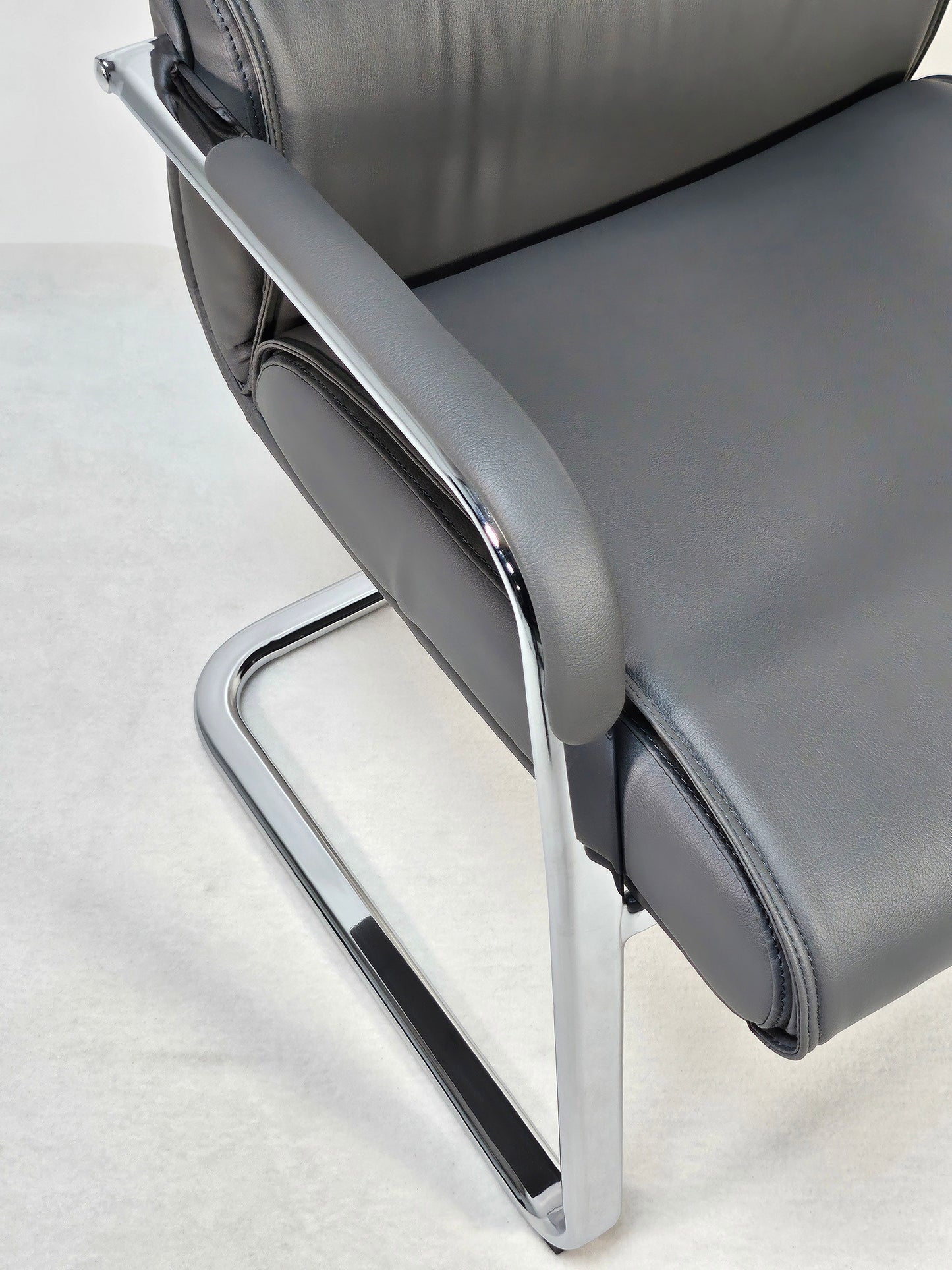 Modern High Back Grey Leather Visitor Chair - HB-286C