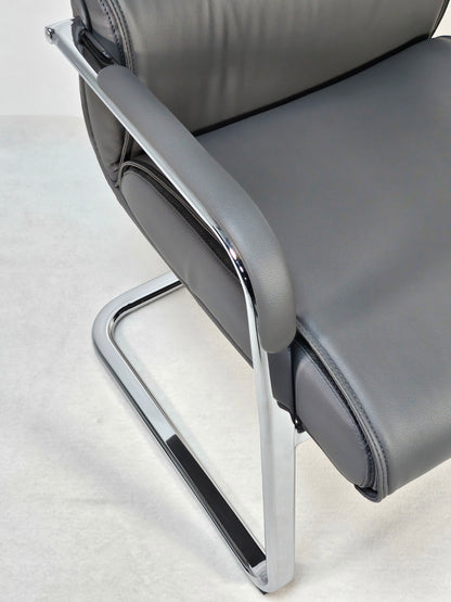 Modern High Back Grey Leather Visitor Chair - HB-286C
