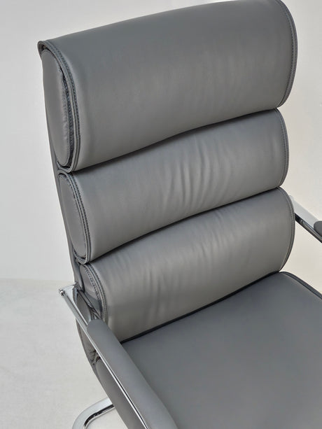 Modern High Back Grey Leather Visitor Chair - HB-286C