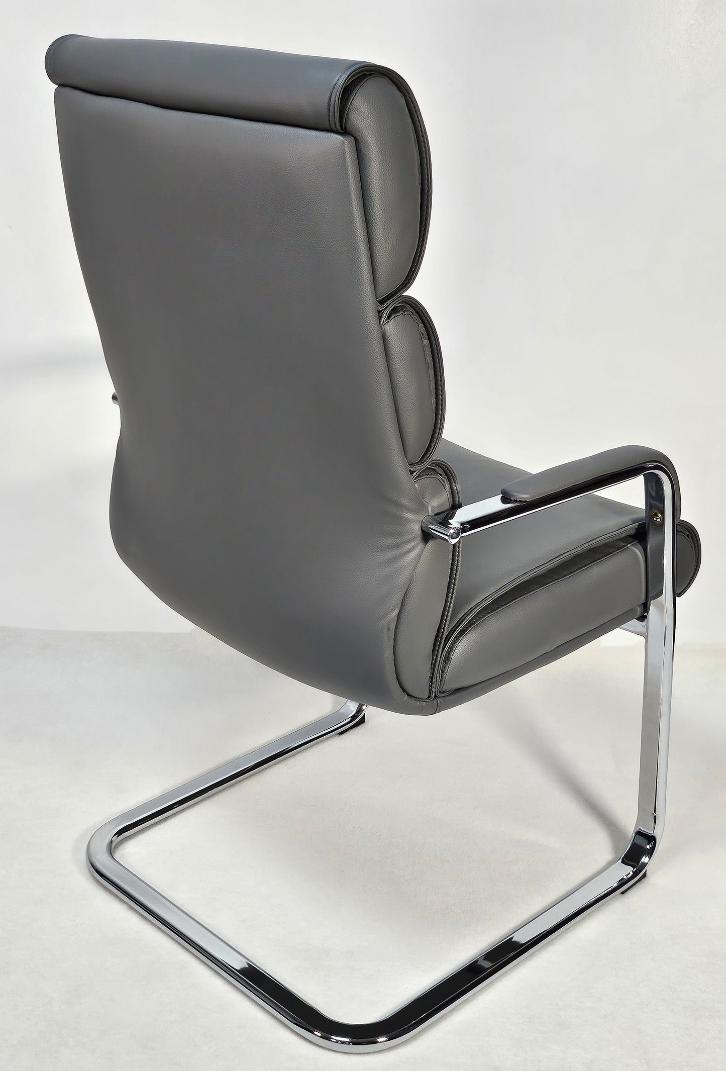 Modern High Back Grey Leather Visitor Chair - HB-286C