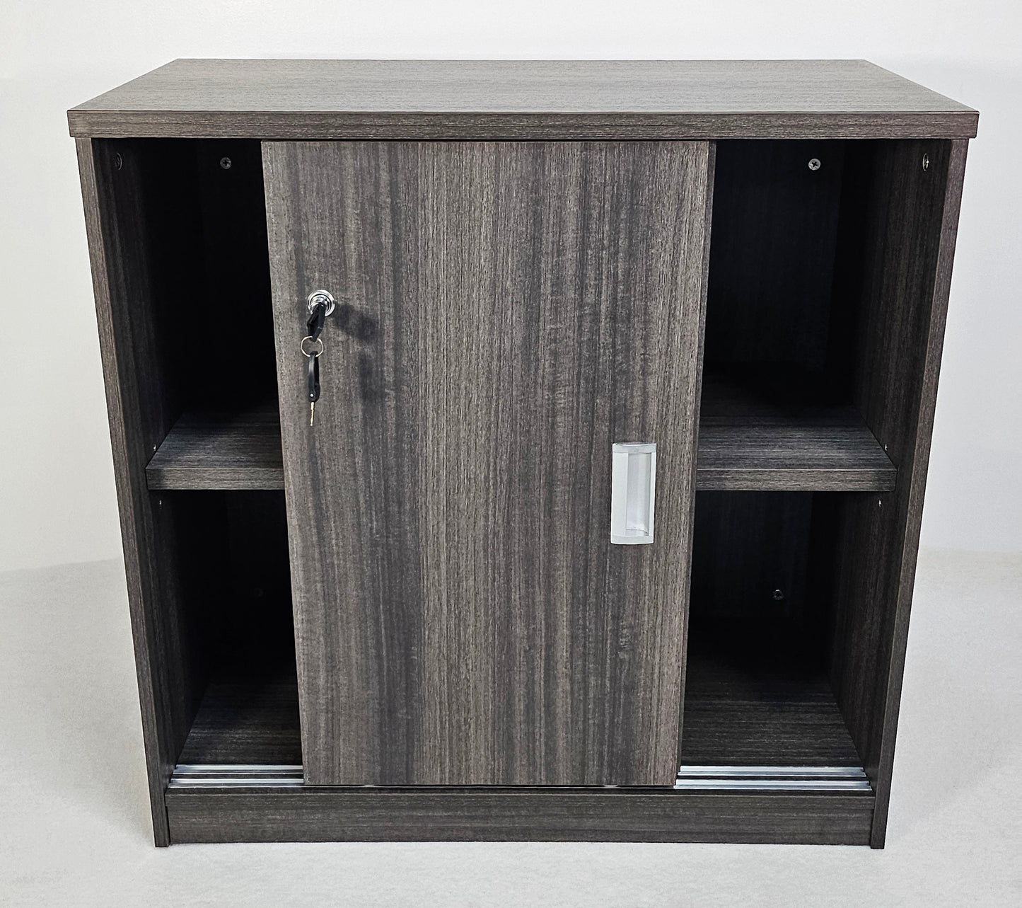 Modern Grey Oak Sliding Door Low Storage Cupboard - CF-750P