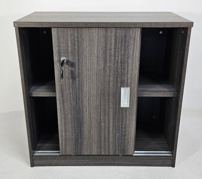Modern Grey Oak Sliding Door Low Storage Cupboard - CF-750P