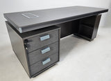 Modern Grey Aluminium Edged Melamine Corner Executive Office Desk with Full Length Top - 1600mm - WKO-FL-S-D0516