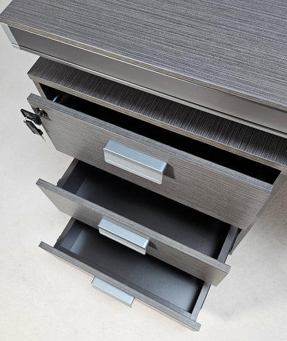 Modern Grey Aluminium Edged Melamine Corner Executive Office Desk with Full Length Top - 1600mm, 1800mm or 2000mm - WKO-FL-S-D05