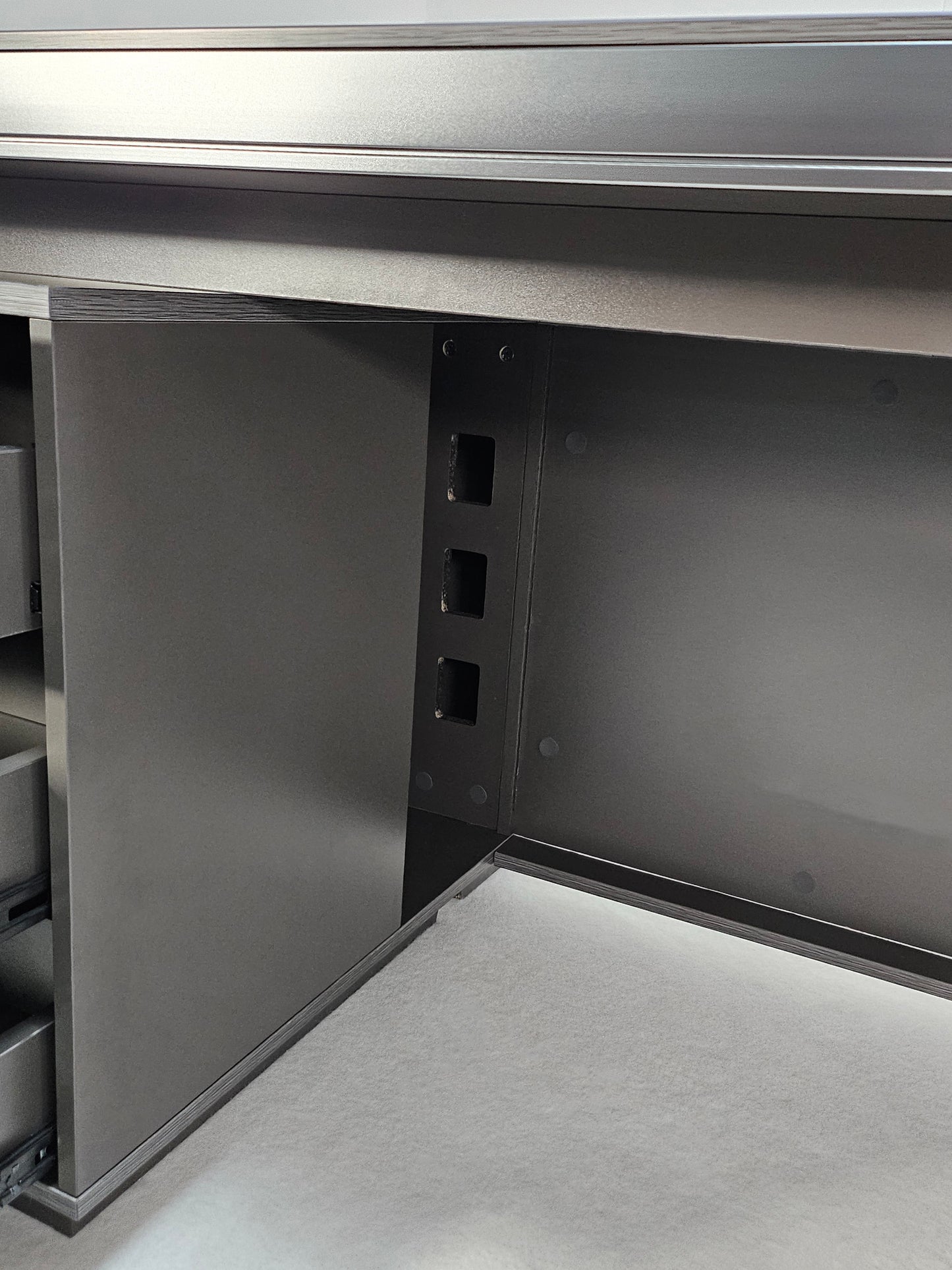 Modern Grey Aluminium Edged Melamine Corner Executive Office Desk with Full Length Top - 1600mm, 1800mm or 2000mm - WKO-FL-S-D05