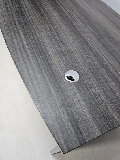 Modern Grey Oak Straight Bow Front Office Desk - 2000mm - CF-2090