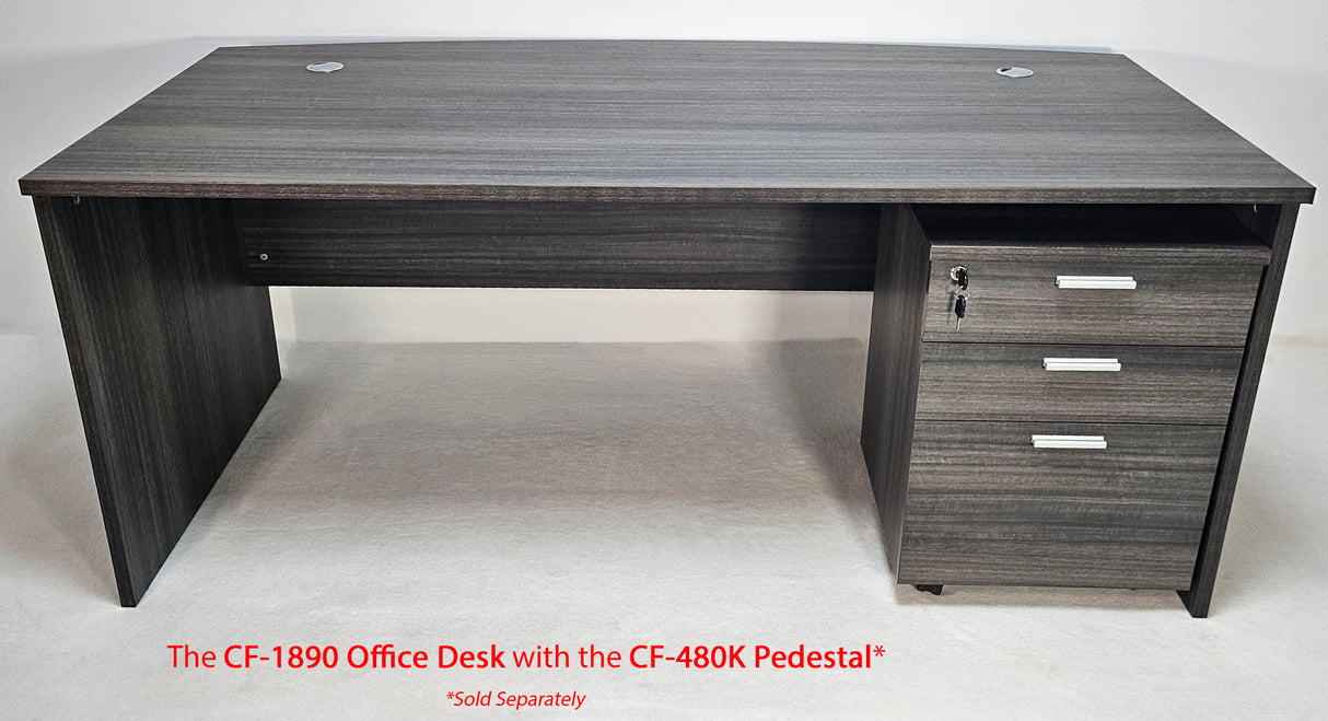 Budget Modern Grey Oak Straight Bow Front Office Desk - 1800mm - CF-1890