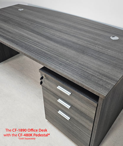 Modern Grey Oak Straight Bow Front Office Desk - 1800mm - CF-1890