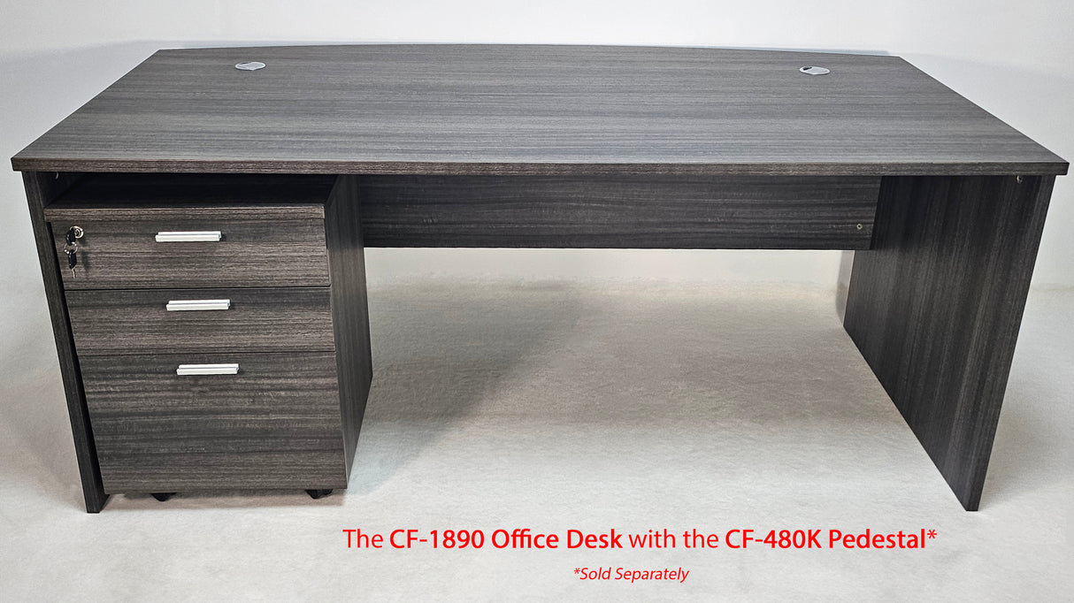 Budget Modern Grey Oak Straight Bow Front Office Desk - 1800mm - CF-1890